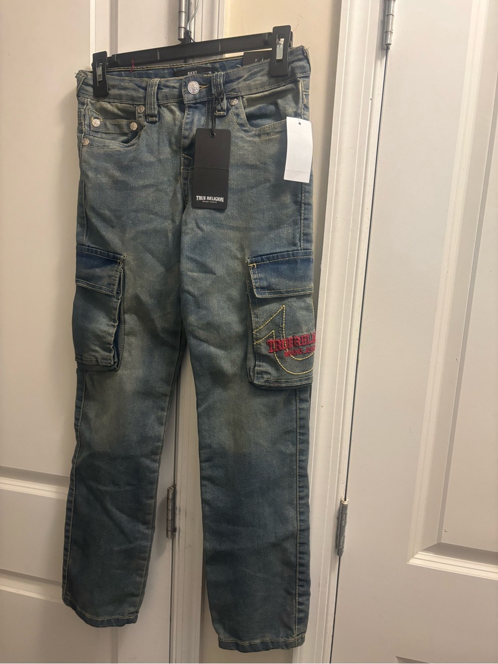 True Religion Faded Blue Cargo Denim Pants